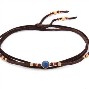 Chan Luu Blue Lapis Saddle Leather Choker